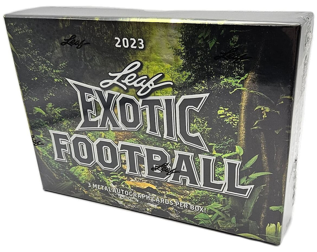 2023 Leaf Exotic Football Hobby Box (3 Autos) (A-Rich, Bo Nix, Burrow/Herbert, Stroud, Young, Bijan, Montana)