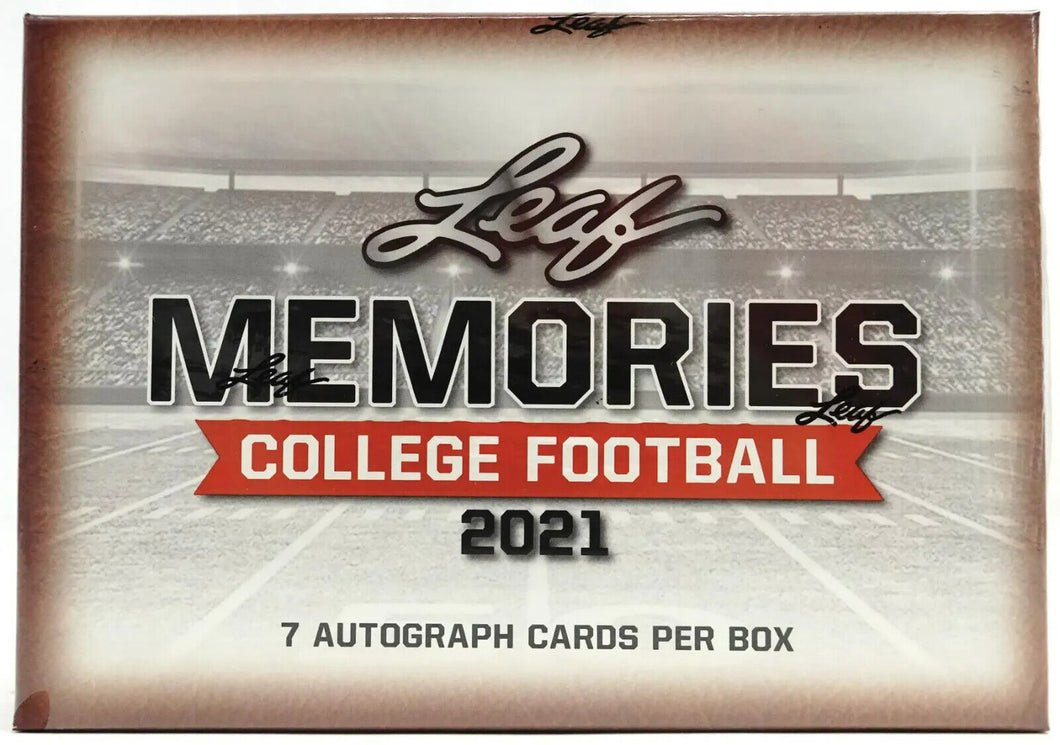 2021 Leaf Memories College Football Hobby Box (7 Autograps)