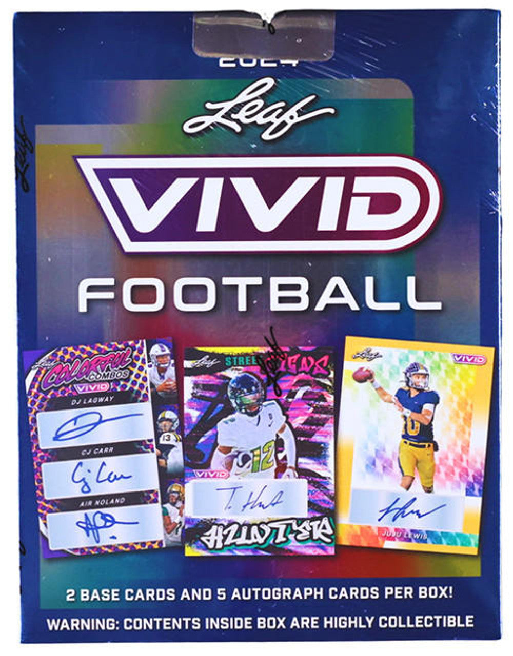 2024 Leaf Vivid Football Hobby Box (5 Autos/2 Base Cards) (Caleb Williams, Bo Jackson, Bo Nix, Carson Beck, Drake Maye, MORE!)